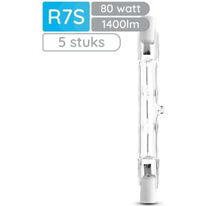 Modee Halogeenlamp R7S - 80W 2700K 1400 LM 230V - Staaflamp - 78mm - Warm Wit - 5 stuks