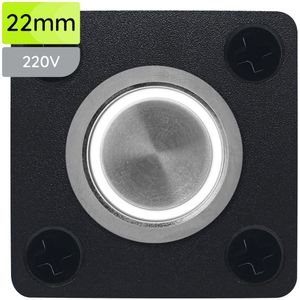 ProRide Metalen drukschakelaar Inbouwpaneel 220V ON-OFF - 22mm - met Aansluitkabel - LED indicatie Wit