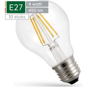 Spectrum LED Lamp E27 4W 230V - 450 Lumen - 2700K Warm wit - Gezellig licht - Energiezuinig - 10 stuks