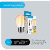 Modee E27 LED Lamp 4W - 320lm - 1800K - Warm Wit - LED Filament Amber Globe Mini P45 - Vervangt 28W Halogeen Gloeilamp - 3 stuks