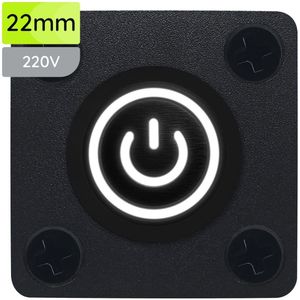 ProRide Metalen drukschakelaar Inbouwpaneel 220V ON-OFF - 22mm - met Aansluitkabel - LED indicatie Wit
