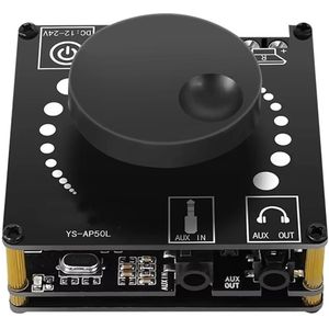 HIFI-Stereo Bluetooth Versterker - 2x50W - 8-26V - BT 5.0 - AP50L - Amplifier - Versterker Audio - Zwart