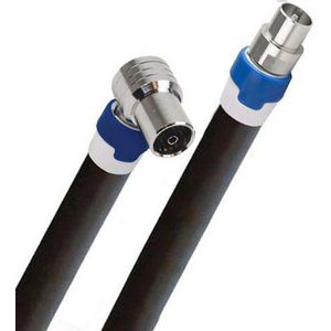 Coax kabel op de hand gemaakt - 25 meter  - Zwart - IEC 4G Proof Antennekabel - Male recht en Female haakse pluggen - lengte van 0.5 tot 30 meter