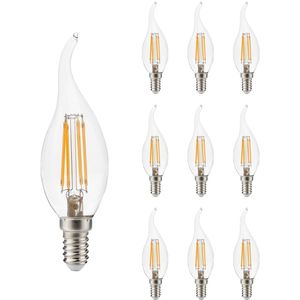 Kobi LED Filamentlamp E14 4W - 470lm - 3000K - 360° - 230V - Druppelvorm - Voor Nachtlamp, Wandlamp of Tafellamp - 10 stuks