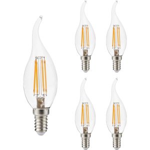 Kobi LED Filamentlamp E14 4W - 470lm - 3000K - 360° - 230V - Druppelvorm - Voor Nachtlamp, Wandlamp of Tafellamp - 5 stuks