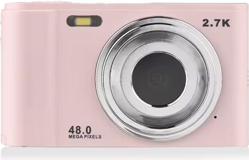 Digitale camera roze 128GB - 2.7K video vlog camera - 48MP - 8x zoom - LCD scherm - Anti-shake - M2 - Roze
