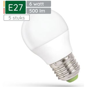 Spectrum Dimbare LED Lamp E27 6W - 230V - 500 Lumen - 4000K Neutraal Wit - Natuurlijk Licht - Dimbaar - Energiezuinig - 5 stuks
