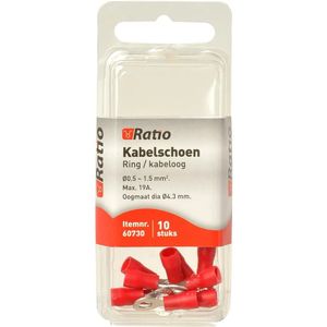 Ratio® Kabelschoen Ring/kabeloog  0,5-1,5mm² - ?4mm - Rood - 10st in blister