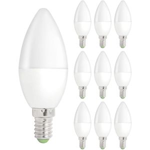 Spectrum LED Kaarslamp E14 - 1W - 230V - 90 Lumen - 6000K Koud Wit - Ø37mm - Voor Kroonluchter, Wandlamp of Sfeerverlichting - 10 stuks