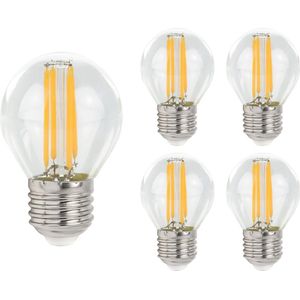 Spectrum LED Kogellamp E27 - 4W - 230V - 510 Lumen - 4000K Neutraal Wit - Ø45mm - Voor Tafellamp, Nachtlampje of Wandlamp - 5 stuks