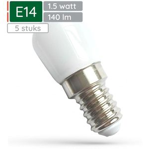 Spectrum LED Miniatuur Lamp E14 1.5W - 230V - 140 Lumen - 3000K Warm wit - Gezellig licht - Energiezuinig - 5 stuks