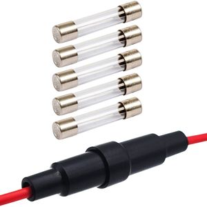 VLTG Zekeringhouder met Draad 5x20mm - 2.5A - Klein - T(traag) - inclusief 5x Glaszekeringen