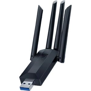 WiFi Adapter USB - Dual-Band 2.4G & 5G - USB 3.0 - 1200Mbps - WiFi Dongle - Zwart
