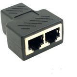 UTP Splitter- RJ45 Female naar 2x Rj45 Female - Zwart