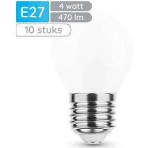 Modee E27 LED Lamp 4W - 470lm - 4000K - Neutraal Wit - LED Filament Melkglas Globe Mini P45 - Vervangt 40W Halogeen Gloeilamp - 10 stuks