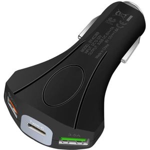 Autolader met 3 USB Poorten - Quick Charge 3.0 - 3.5A - USB Oplader - Zwart