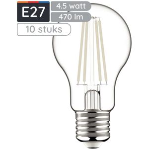Avide E27 LED Filament Lamp 4.5W - 250lm - 4000K - Neutraal Wit - LED Globe A60 - Vervangt 40W Gloeilamp - 10 stuks