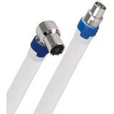 Coax kabel op de hand gemaakt - 25 meter  - Wit - IEC 4G Proof Antennekabel - Male haaks en Female rechte pluggen - lengte van 0.5 tot 30 meter