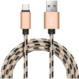 Nylon USB-C Kabel - USB-C naar USB-A - 0,25m - USBC2 - Goud