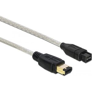Delock Firewire kabel - Firewire 9-pins (m) - Firewire 6-pins (m) - 2.00 m - Zwart
