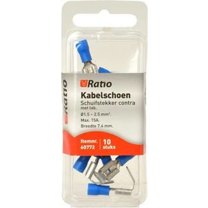Ratio® Kabelschoen Schuifstekker contra met tab 1,5-2,5mm² - Blauw - 10st op blister