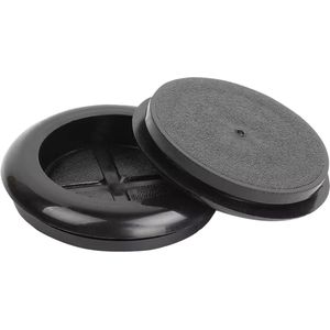 Kabelbeschermer 35mm - Rond - Rubberen Stof Plug voor kabels organiseren - Zwart - 2 stuks