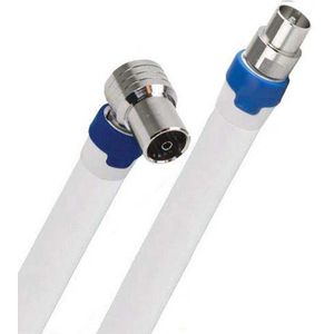 Coax kabel op de hand gemaakt - 5 meter  - Wit - IEC 4G Proof Antennekabel - Male haaks en Female rechte pluggen - lengte van 0.5 tot 30 meter