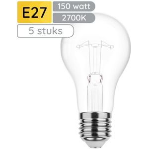 Technik E27 Wolfraam-Gloeilamp Dimbaar 150W - 2700K - Warm Wit - Gloeilamp Globe A70 - 5 stuks