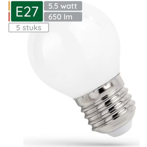 Spectrum LED Lamp E27 5.5W 230V - 650 Lumen - 4000K Neutraal wit - Natuurlijk licht - Energiezuinig - 5 stuks