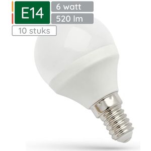 Spectrum LED Kogellamp E14 6W - 230V - 520 Lumen - 3000K Warm wit - Gezellig licht - Energiezuinig - 10 stuks
