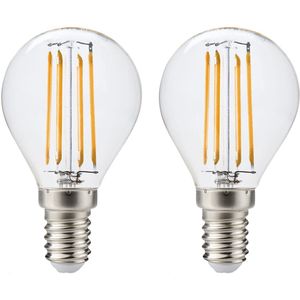 Kobi LED Filamentlamp E14 4W - 470lm - 3000K - 360° - 230V - Kaarsvorm - Voor Kroonluchter, Slaapkamer of Wandlamp - 2 stuks