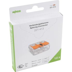 WAGO® Verbindingsklem 3-voudig  t/m 4mm² - 221-413 - 12 stuks in blister