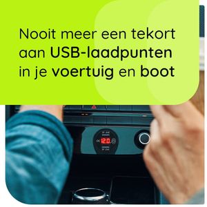 ProRide 12V USB Autolader 2 Poorten Inbouw met Schakelaar/Voltmeter - 5V/2.4A - met 12/24V Sigaretten stopcontact - Rood