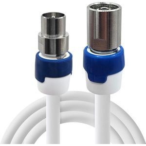 Coax kabel op de hand gemaakt - 0.75 meter  - Wit - IEC 4G Proof Antennekabel - Male en Female rechte pluggen - lengte van 0.5 tot 30 meter