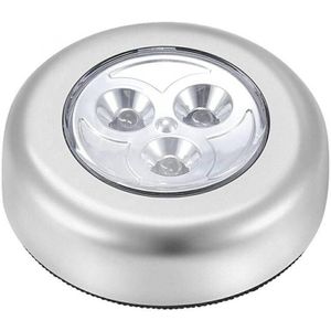 3-LED Druklamp - opbouw - Werkt met 3x AAA battijeren - Zilver