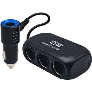 ProRide - Auto Sigarettenaansteker Splitter - Zwart - 120W - 3x 12V Stopcontacten - 2x USB Poorten