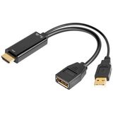 HDMI naar DisplayPort 1.2 - HDMI Displayport Kabel - USB Powered - 4K 60Hz - 0.15m - Zwart