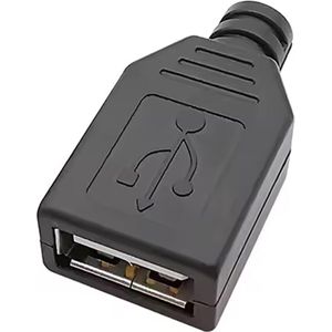USB Connectror - USB A Female - Soldeerbaar - Zwart - 1 stuks