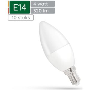 Spectrum LED Kaarslamp E14 4W - 230V - 320 Lumen - 3000K Warm wit - Gezellig licht - Energiezuinig - 10 stuks
