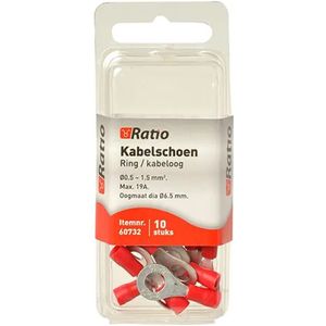 Ratio® Kabelschoen Ring/kabeloog 0,5-1,5mm² - ?6mm - Rood - 10st in blister