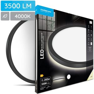 Modee Plafondlamp LED - ø 48cm - 30W - Plafonnière - Neutraal Wit Licht - Rond - Zwart - Per Stuk