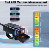 12V USB Lader Motor - USB Aansluiting Motor - 2 Poorten - Met Voltmeter en Schakelaar - 5V/3.4A - Voor Motor en Motorfiets