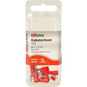 Ratio® Kabelschoen Vork 0,5-1,5mm² - ?4mm - Rood - 10st in blister