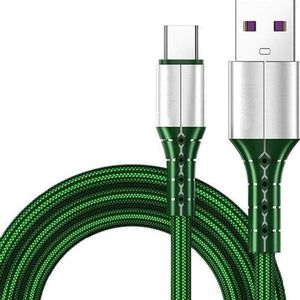 Nylon USB-C Kabel - USB-C naar USB-A - 1m - USBC3 - Groen