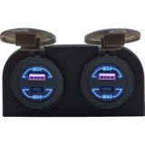 ProRide 12V USB Stopcontact 4 Poorten - Tweevoudig Opbouw - QC4.0 - USB Autolader, Boot en Camper - Blauw