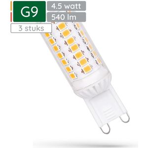 Spectrum LED Insteeklampje G9 4.5W - 230V - 540 Lumen - 3000K Warm wit - Gezellig licht - Energiezuinig - 3 stuks