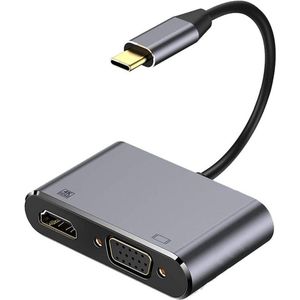 Video Converter - USB-C naar HDMI+VGA Adapter -1080p/4K - Grijs