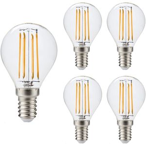 Kobi LED Filamentlamp E14 4W - 470lm - 3000K - 360° - 230V - Kaarsvorm - Voor Kroonluchter, Slaapkamer of Wandlamp - 5 stuks