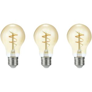 SPL E27 LED Lamp 4.2W Dimbaar - CRI 90 - Goud - Extra Warm Wit - LED Filament - Amber - Vervangt 40W - 3 Stuks
