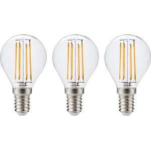 Kobi LED Filamentlamp E14 4W - 470lm - 3000K - 360° - 230V - Kaarsvorm - Voor Kroonluchter, Slaapkamer of Wandlamp - 3 stuks